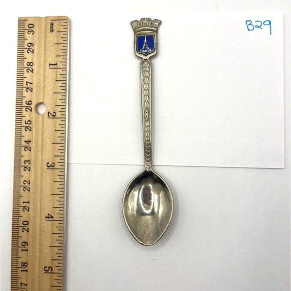 Paris Souvenir Collectors Spoon With Enamel Eiffel Tower & Crown Design B29 - Picture 4 of 4